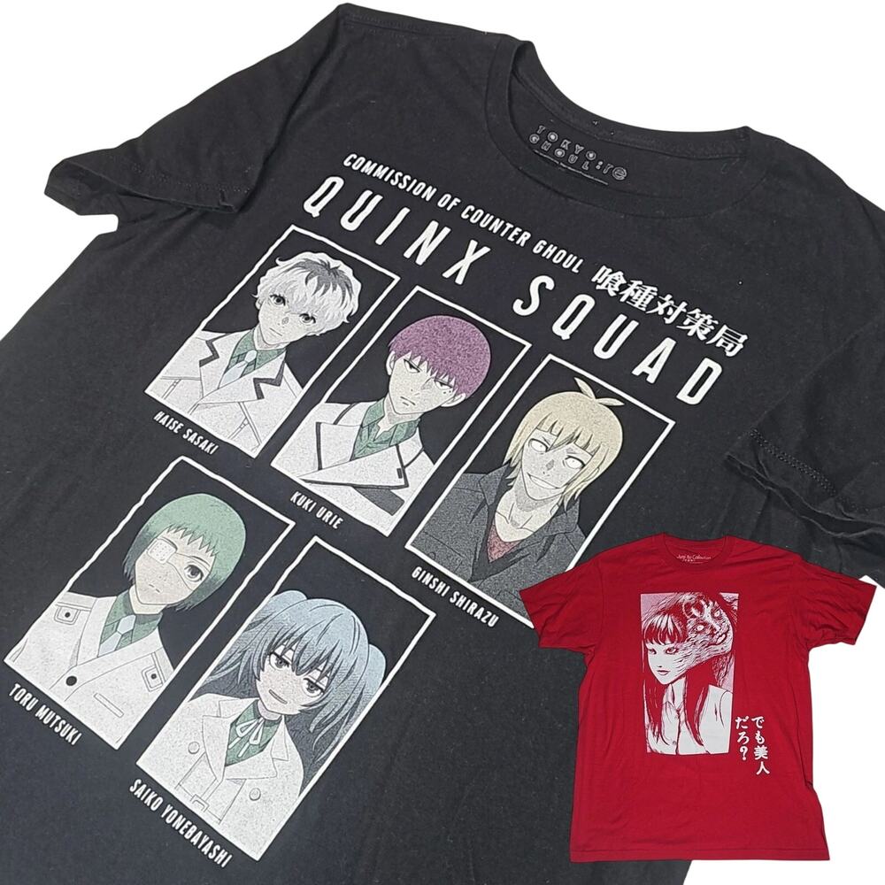Lot of 2 Anime Manga T-Shirts Mens Large (Tokyo Ghoul, Junji Ito)